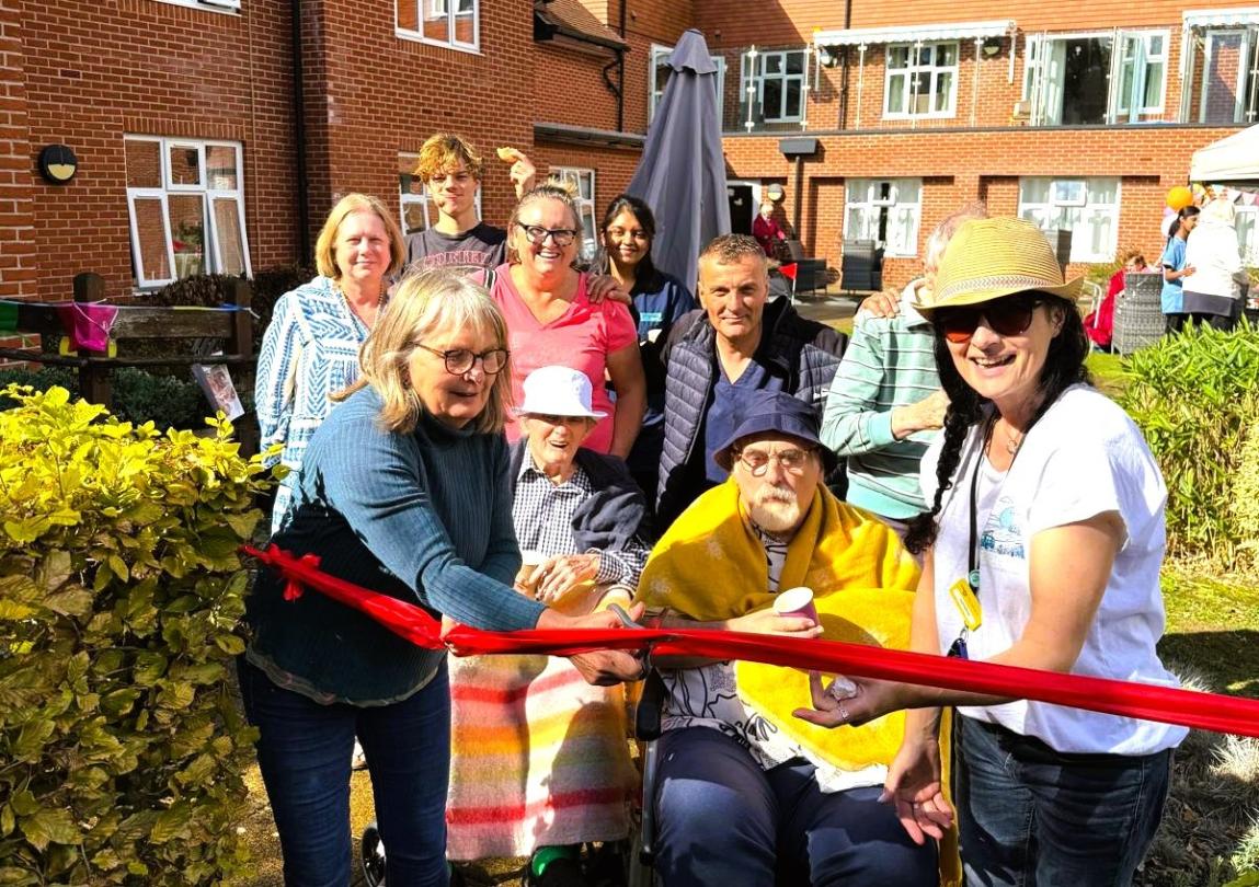 Residents, staff and visitors enjoyed the opening of the new Beach Garden at Fordingbridge Care Home