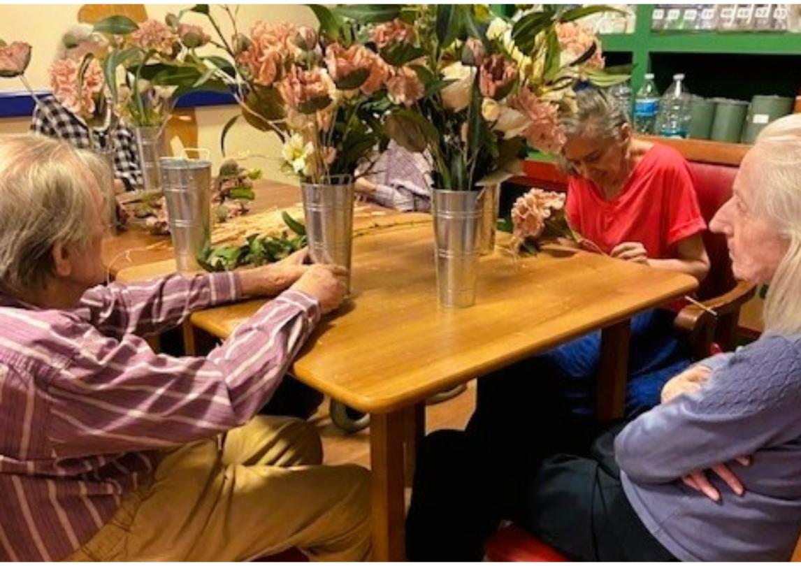 Fordingbridge residents making beautiful flower arrangements