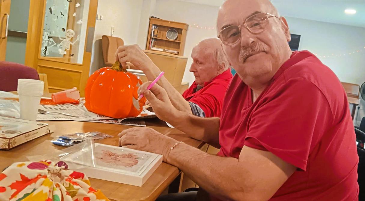 Fordingbridge care home residents making pumpkin decorations
