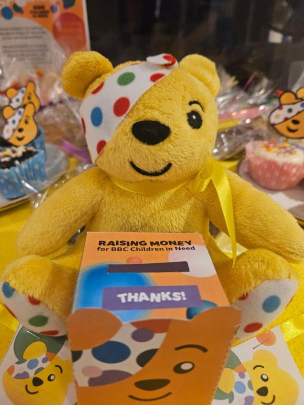 Pudsey Bear collecting donations for Children In Need