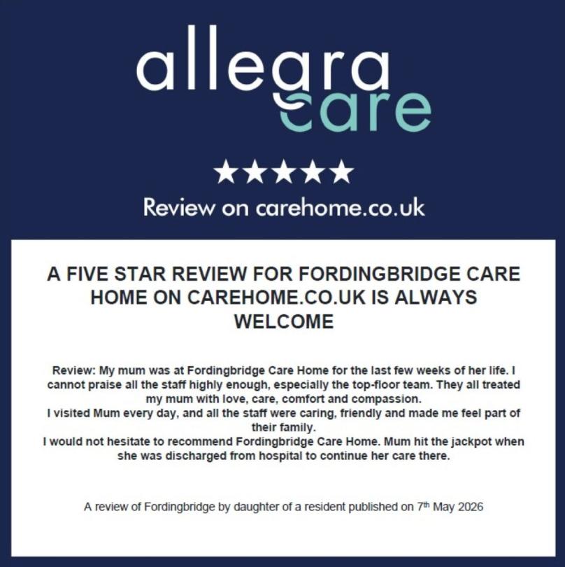 Excellent Five Star Review on CareHome.co.uk