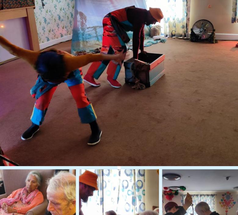 Spare Tyre entertaining the residents at Fordingbridge with sights, sounds smell and feel of the beach