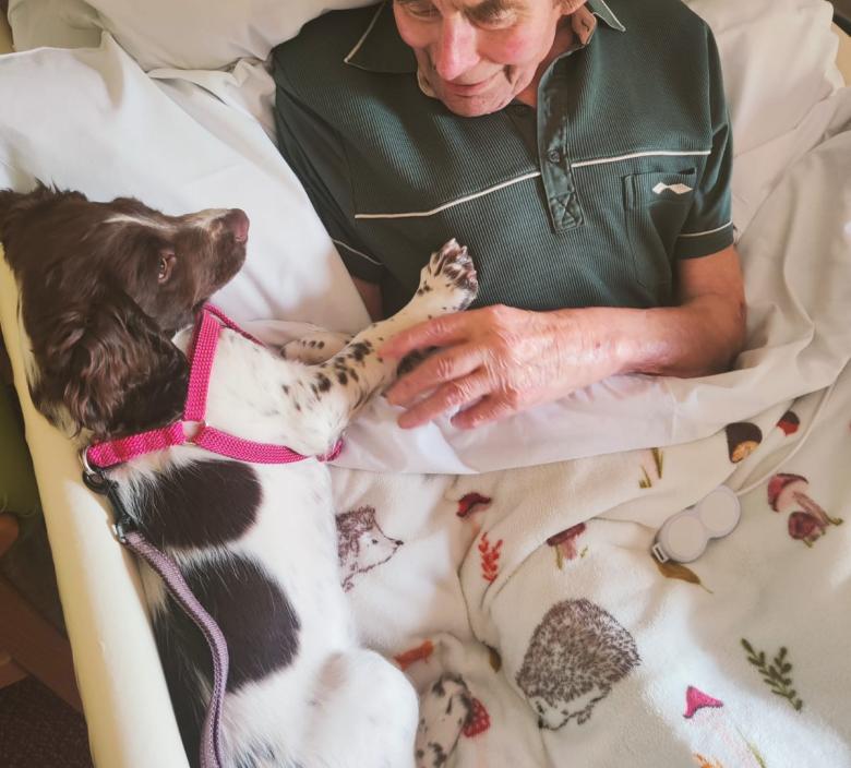 Umber visiting resident Derek