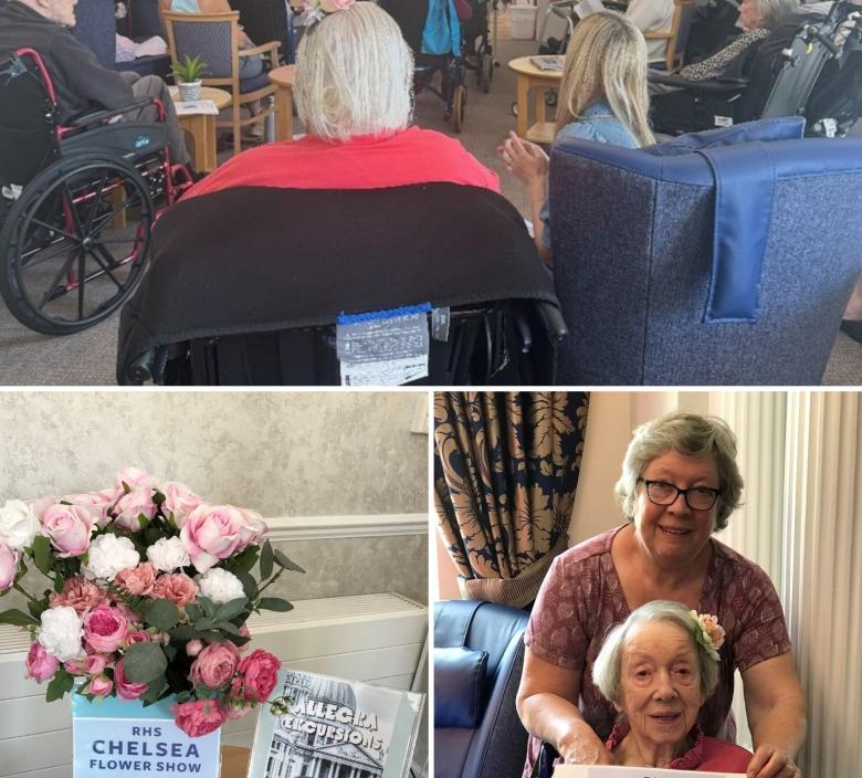 Residents enjoying their virtual trip to Chelsea Flower Show