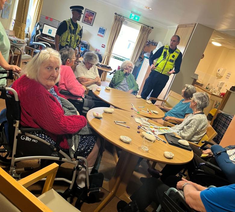 Residents enjoying a visit from Peterborough police
