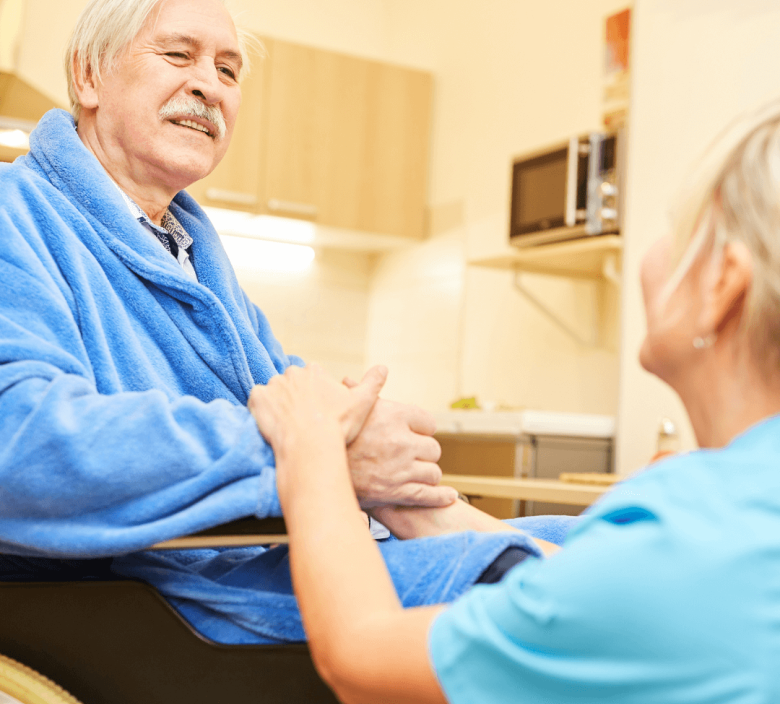 Nurse caring for resident with dementia