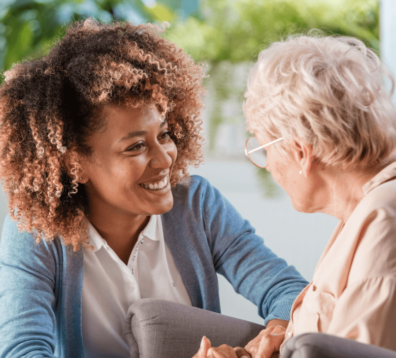 A nurse caring for a resident