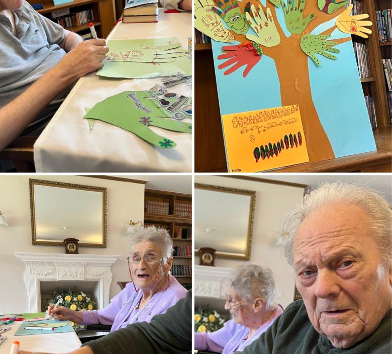 residents making a tree with Mayflower Theatre Group 