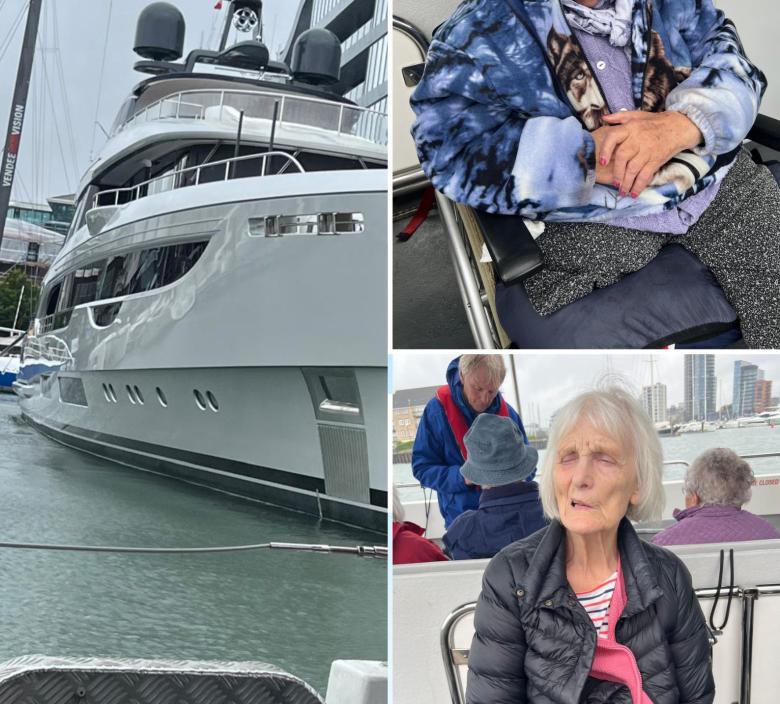 Edie and Barbara admiring the boats