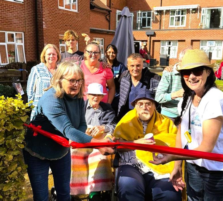 Residents, staff and visitors enjoyed the opening of the new Beach Garden at Fordingbridge Care Home