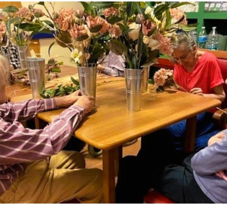 Fordingbridge residents making beautiful flower arrangements