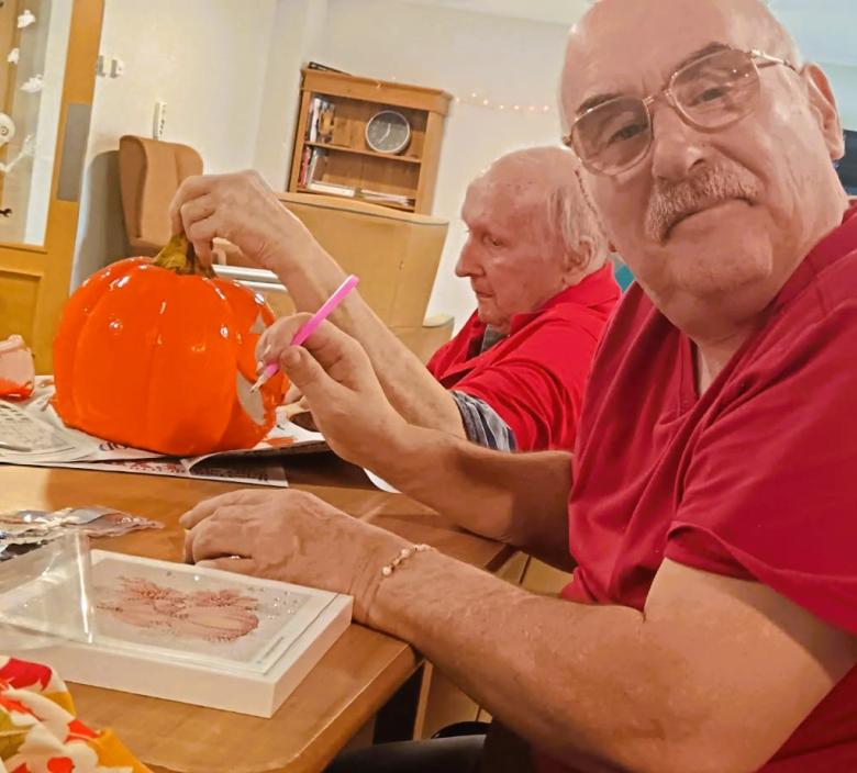 Fordingbridge care home residents making pumpkin decorations