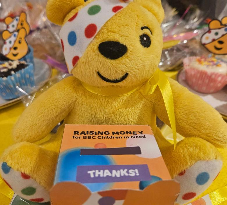 Pudsey Bear collecting donations for Children In Need