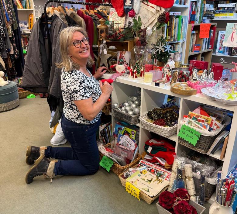 Wendy helping at a local charity shop