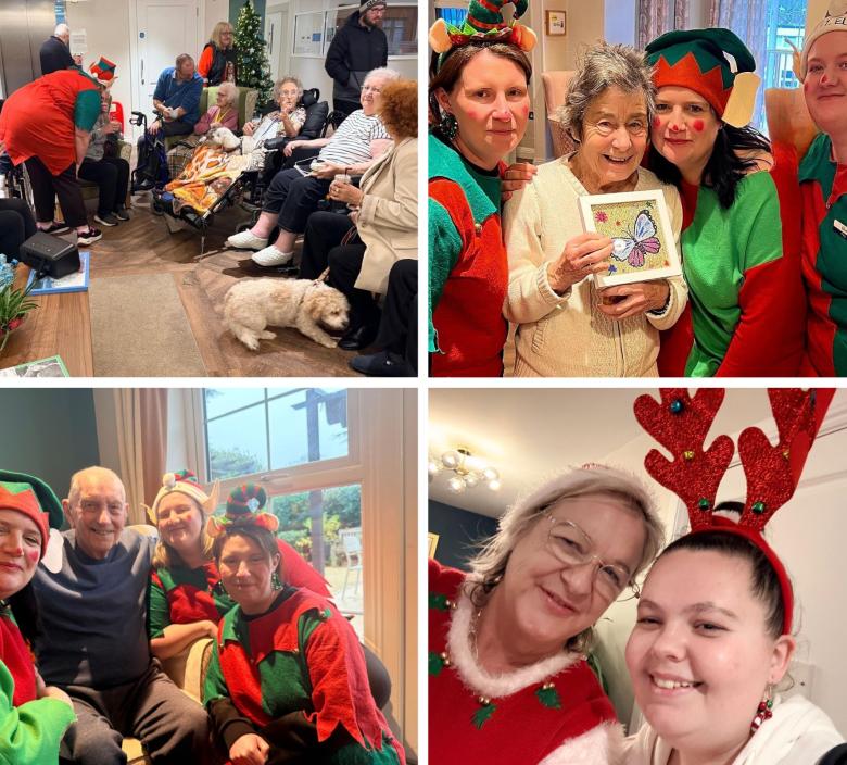 Residents and staff enjoying the Christmas party and switch on of the lights
