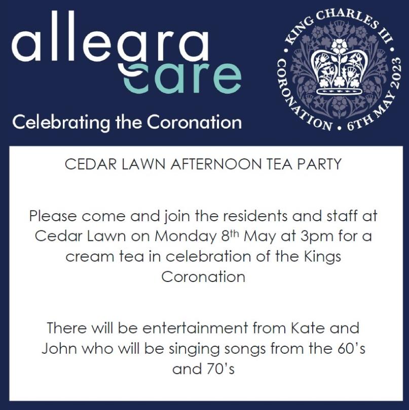 The king's coronation event details at cedar lawn 