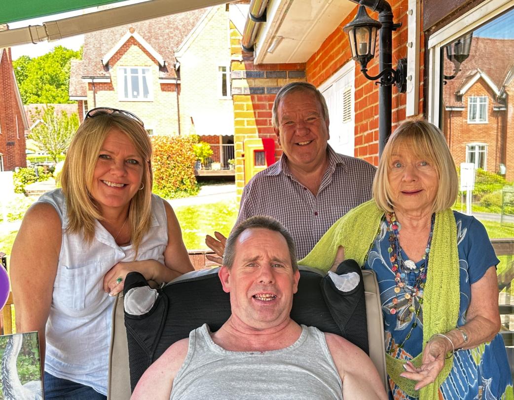 One of Waverley Lodge's residents being visited by family on his birthday.