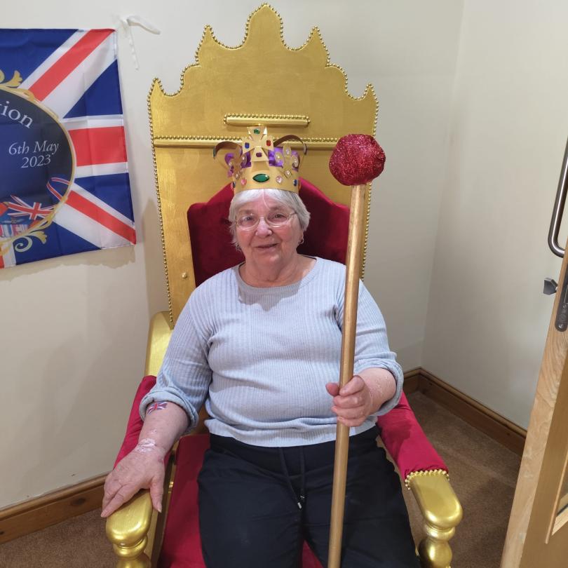 A Cherry Blossom resident dressed up as the king. 
