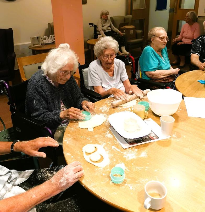 residents making Shortbread and having fun