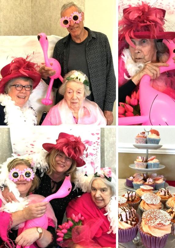 residents families and friends dressed in pink