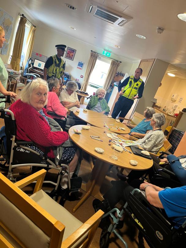 Residents enjoying a visit from Peterborough police