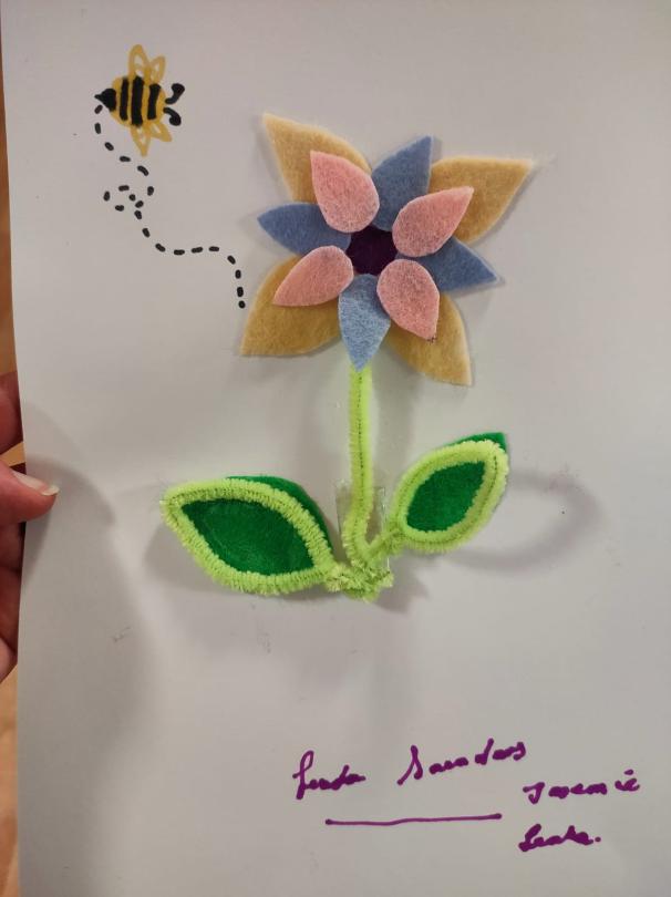 felt flower made by residents