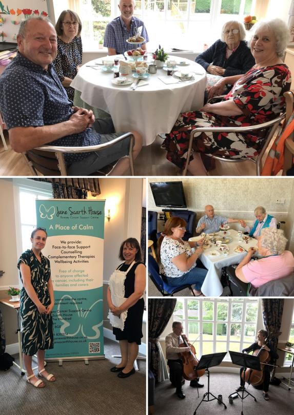 Residents and guest enjoying afternoon tea