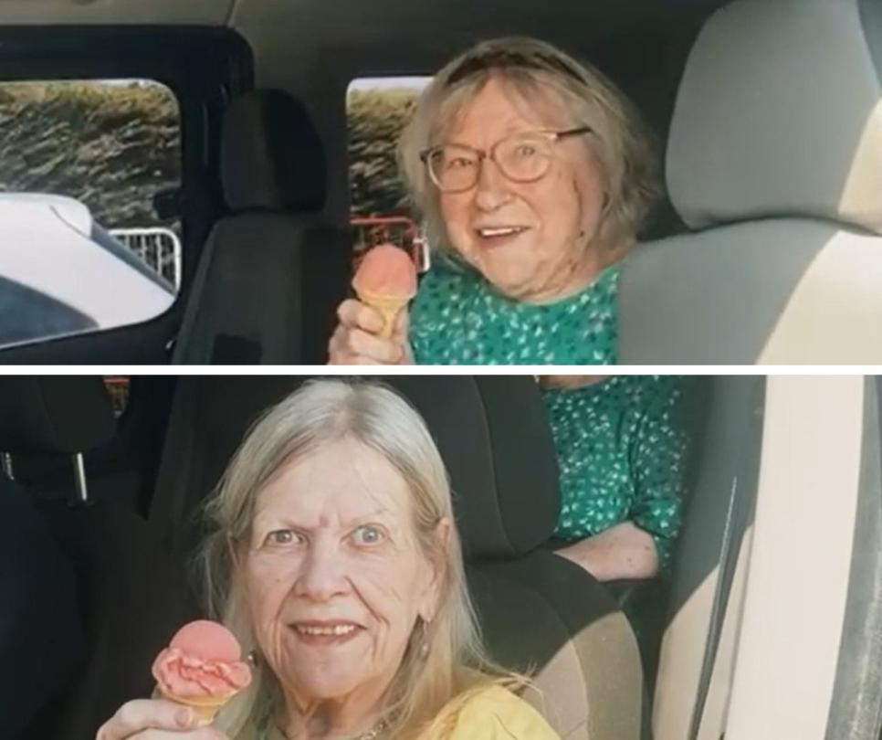 Maggie and Eileen enjoying their ice creams
