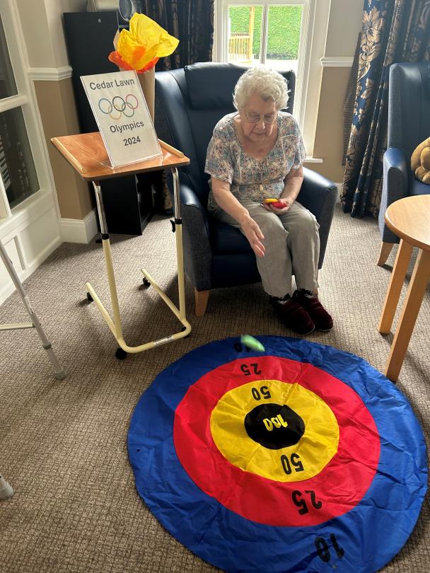 Cedar Lawn resident joining in their Olympics Day