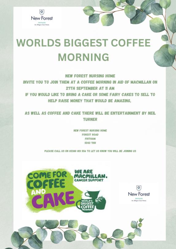 27th September come and join us for our MacMillan coffee morning