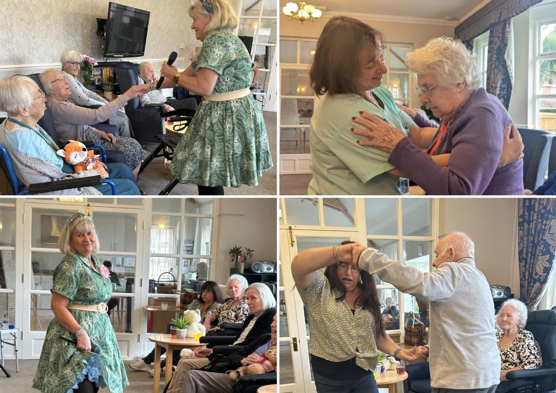 Residents being entertained by Cosmic Sparkle
