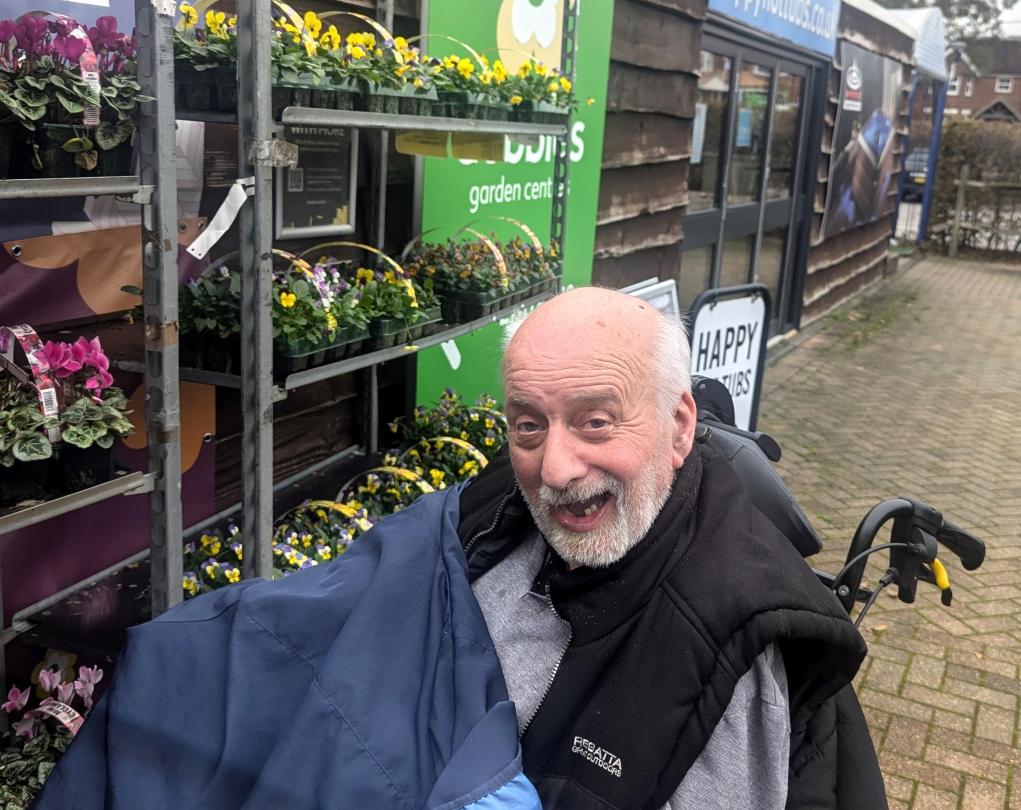 Barry enjoying the flowers