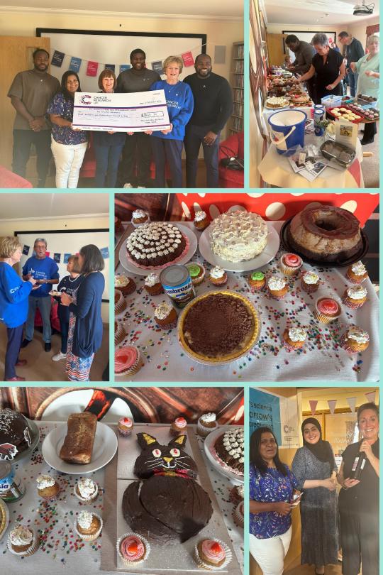 A mixture of photos from the Bake Off and Cheque presentation