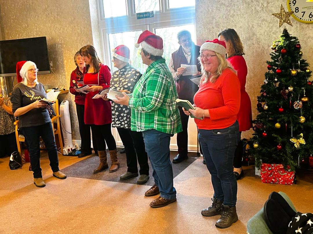 West Wellow Church Choir singing to Dunwood Residents