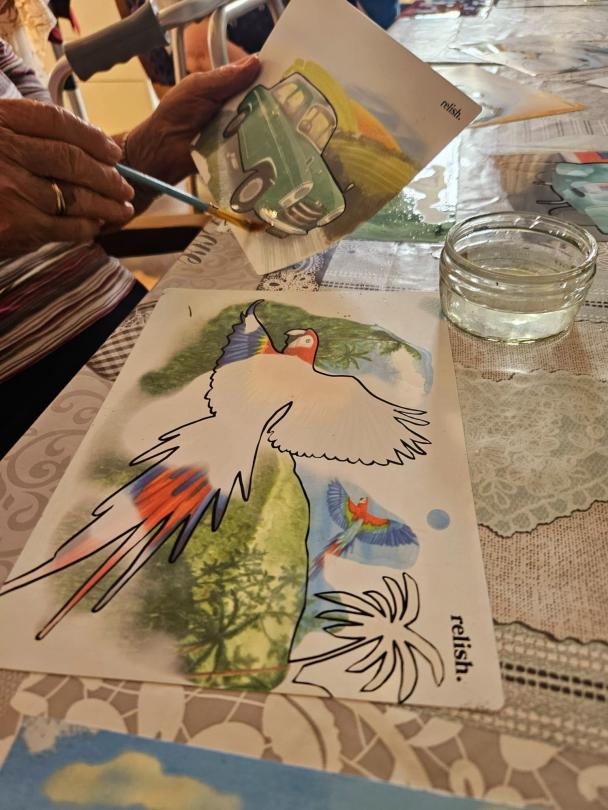 Fairmile Grange residents enjoying Aqua painting