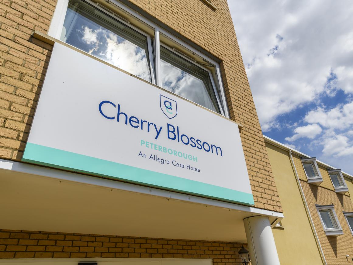 Sign for Cherry Blossom Care Home in Peterborough 