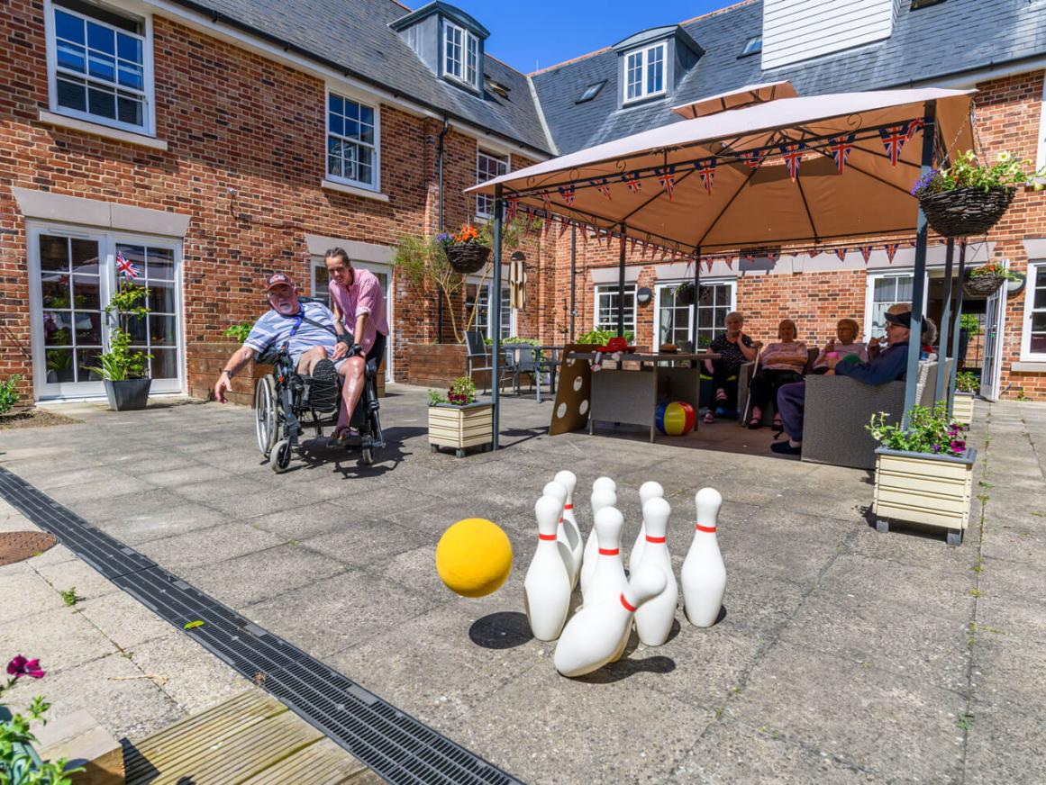 care home residents bowling