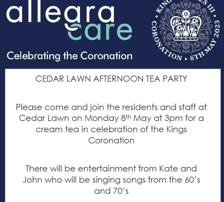 The king's coronation event details at cedar lawn 