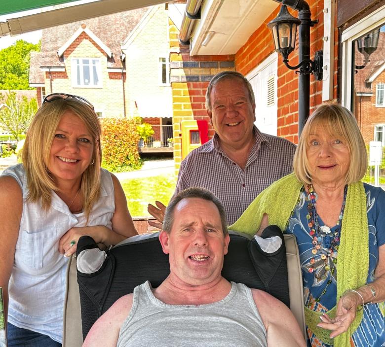 One of Waverley Lodge's residents being visited by family on his birthday.