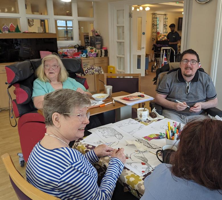 Waverley Lodge residents painting autumn scenes