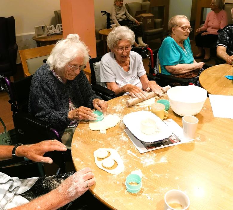 residents making Shortbread and having fun
