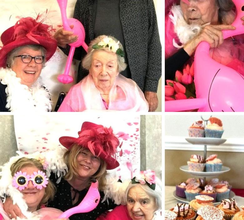 residents families and friends dressed in pink