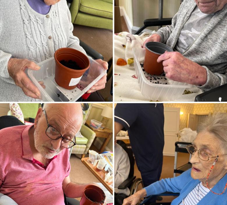 Residents planting  seeds