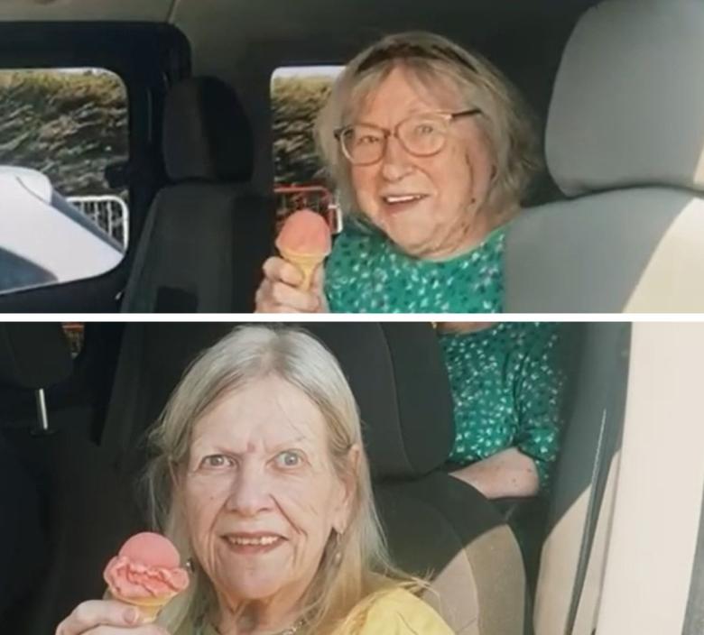 Maggie and Eileen enjoying their ice creams