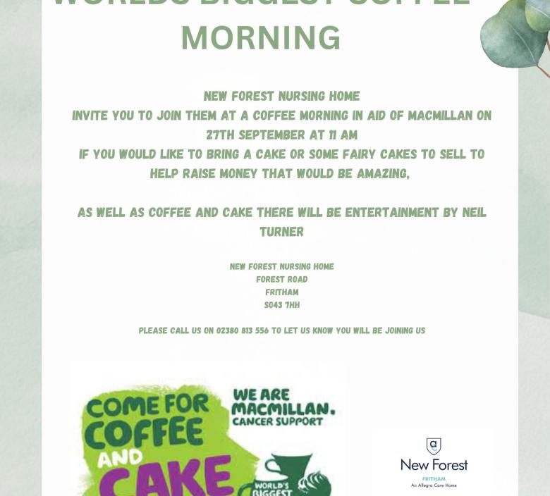 27th September come and join us for our MacMillan coffee morning