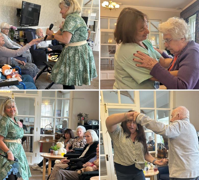 Residents being entertained by Cosmic Sparkle