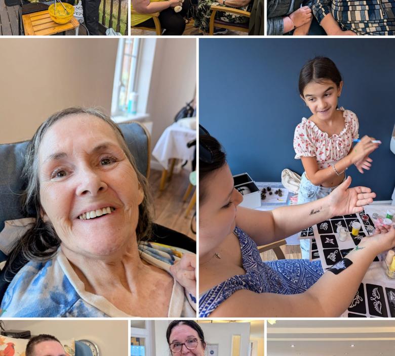 Residents family and staff enjoying the fete