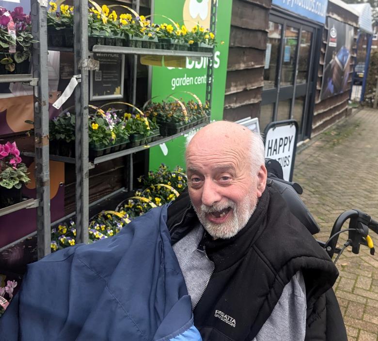 Barry enjoying the flowers