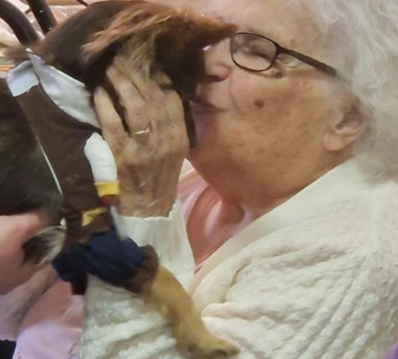 Our resident Mavin kissing Diego the dog