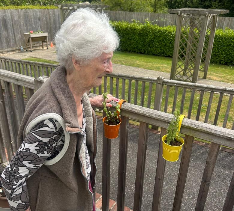 Shirley doing a spot of gardening